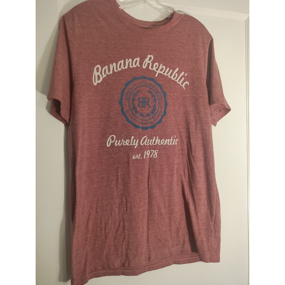 Banana Republic Men's Large Red Heather Graphic T Shirt Purely Authentic...